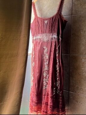 Anthropologie Lithe Language of Flowers Embroidered Sequined Tulle Dress Vintage